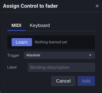 Assignment Modal with MIDI Learn