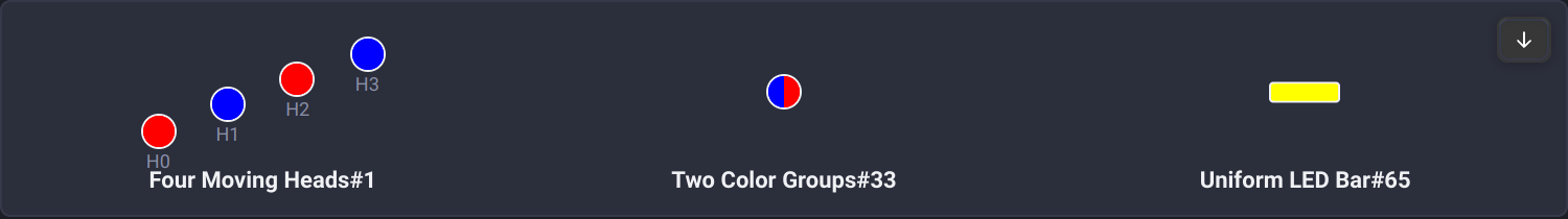 Compact View showing four separate sources, one red and blue segmented optic and one uniform rectangular bar