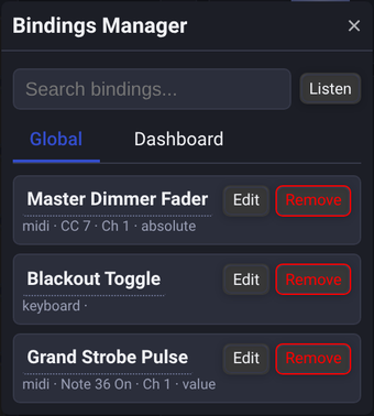 Unilighter Bindings & Synchronization Manager